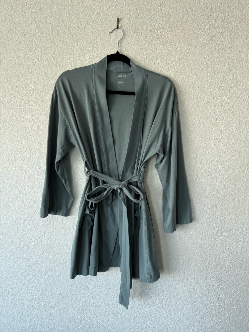 girlfriend collective Sage Green Short Wrap Robe